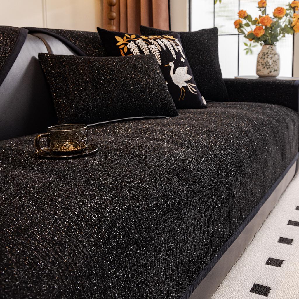 Thickened Four Seasons Light Luxury Sofa Cushion Non-Slip Advanced Sense Straight Row Leather Sofa Cushion Four Seasons Universal Cover