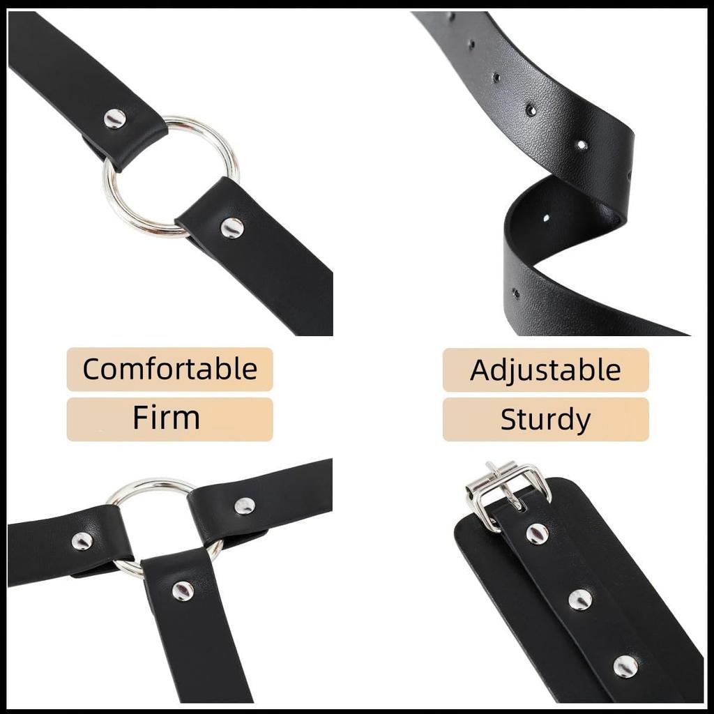 Sex Bondage Harness Neck to Wrist Restraints Set Sex Toys Leather Behind Back Restraints SM Bondage Waist Belt for Adult SM Game