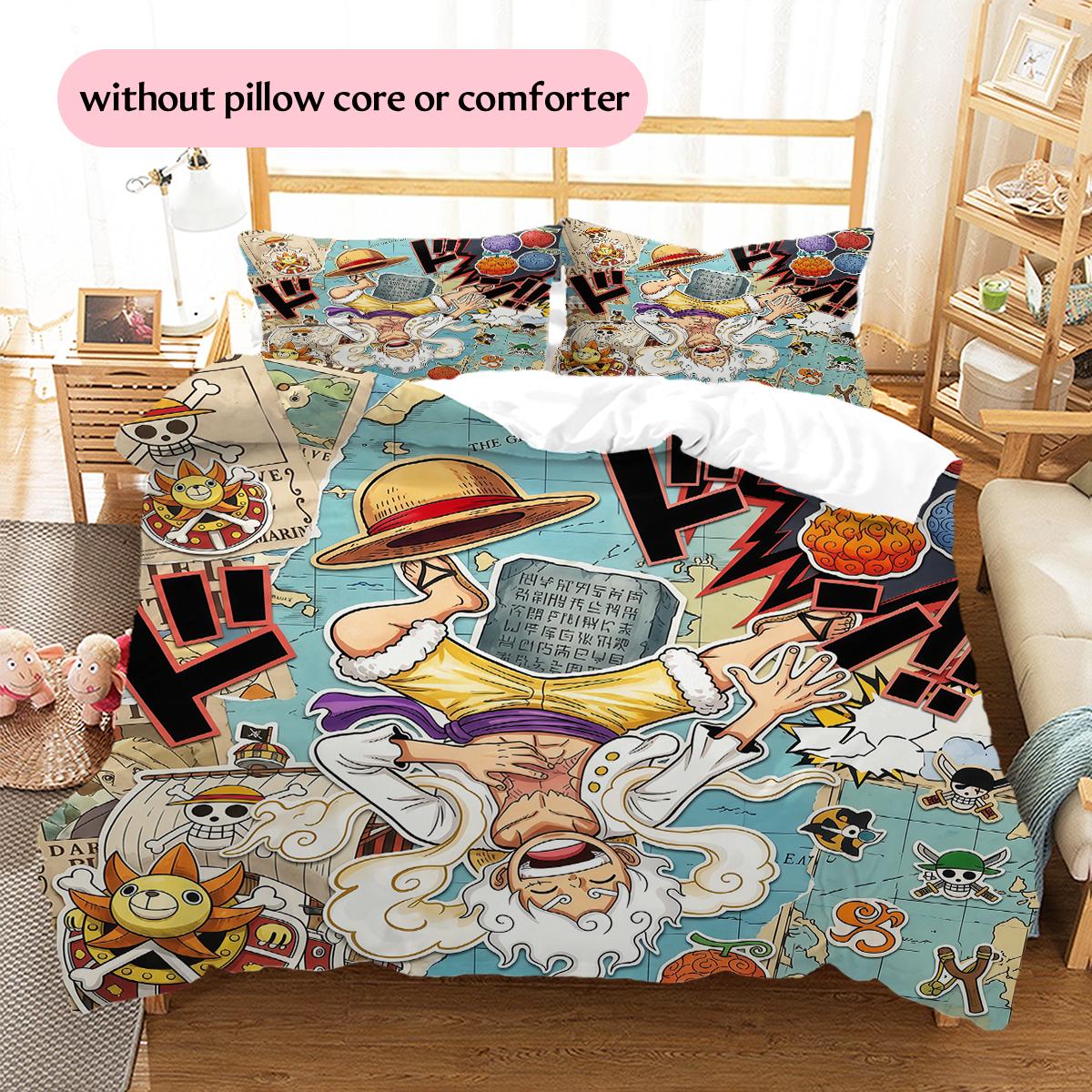 

Luffy manga Pattern Bedding Quilt Set Home Decoration Gift (1 * duvet cover + 2 * pillowcase without core) 135x200cm