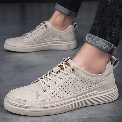 Luksusowa Marka Męskie Wiosenne Nowe Dwuwarstwowe Skórzane Buty Robocze Casualowe Buty Boardowe Moda Męskie Sznurowane Niskie Casualowe Buty Skórzane