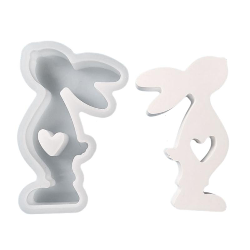 Easter Rabbit Silicone Mold 3D Heart Rabbit Candle Mold DIY Aromatherapy Candle Making Tool Resins Gypsum Mold Birthday