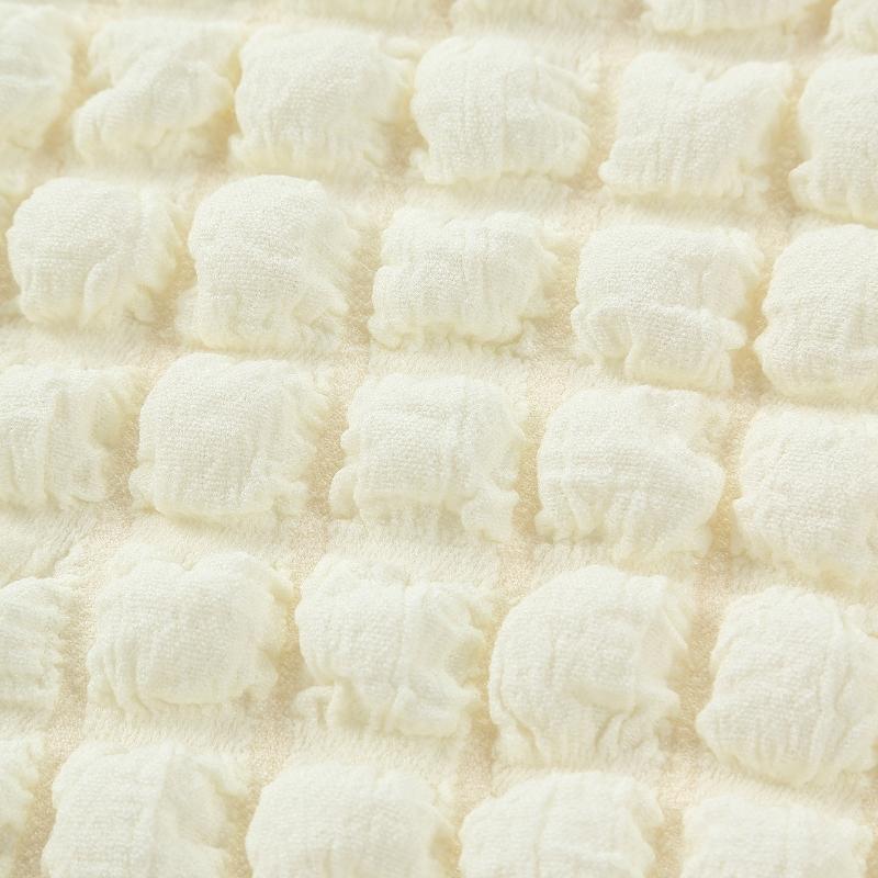 Girls Foam Puff Design Knitted Top Solid Color Waffle Long Sleeved T-shirt Round Neck Clothing