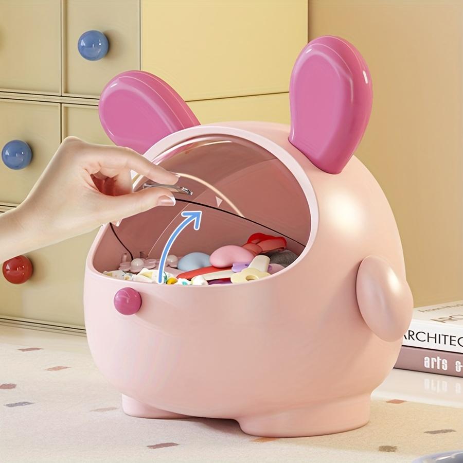Cute Bunny-Shaped Cosmetic Organizer Box - Multi-Functional Makeup Display Case with Jewelry and Lipstick Storage