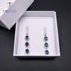 Long Earrings Natural London Blue Topaz Oval 5*7mm Long Style 925 Silver Earrings Simple Luxury Design for Solemn Lady Nice Jewelry Gift