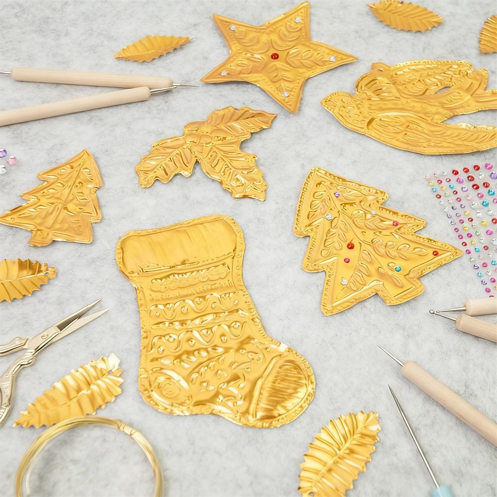 Extra-Thick Gold & Silver Artistic Embossed Paper DIY Gold & Silver Decorative Hanging Ornaments Set Foil Paper