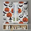 Piece Set High Definition Digital Printed Curtainshalloween Orange Pumpkins Black Bats Spiderwebs Witchhat Patternhome Deco Curtain Made Of Polyester