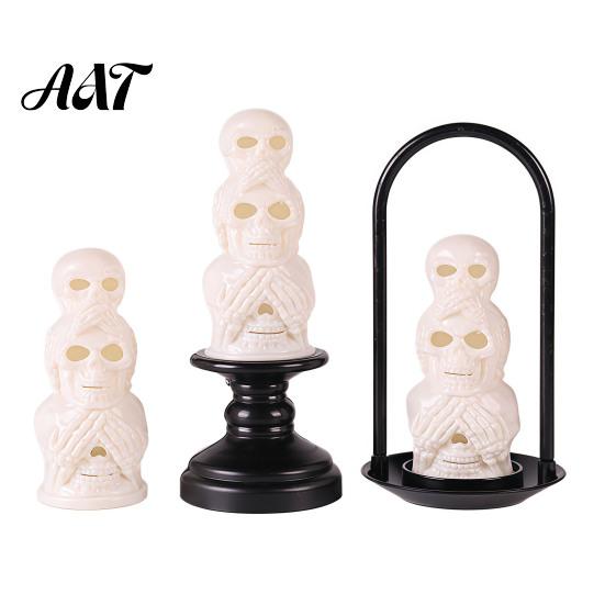Safe LED Candle for Halloween Skull Night Light, Resin Decorative Lamp Festive Table Room, Haunted House, Unique Tabletop Decoration Warm Light