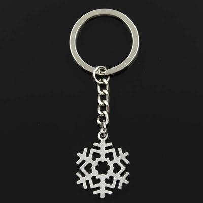 Módní klíčenka 29x23mm sněhová vločka stříbrná barva přívěsky DIY muži šperky přívěsek na klíče do auta držák suvenýrů na dárek