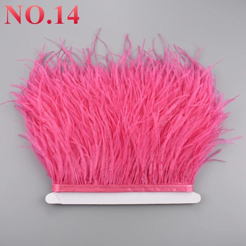 10 Meter farbige Straußenfedern auf Band 10-15 cm 4-6 Zoll Fransen Kleidung Nähen Weiße Borte Kleid Rock Hochzeitszubehör