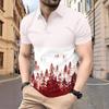 Men's Summer Print Fashion Loose Polo Shirts Short Sleeve Turn-down Collar T-shirt Top