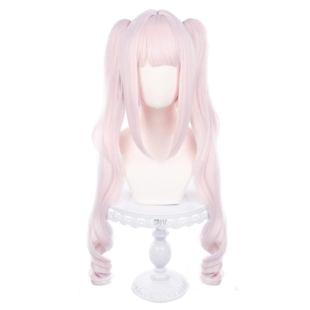 Light Pink Long Twin Tail Vertical Roll Full Wig Game Cosplay Wig Heat Resistant Wig Wig Costume Comiket Event Halloween Christmas School Festival