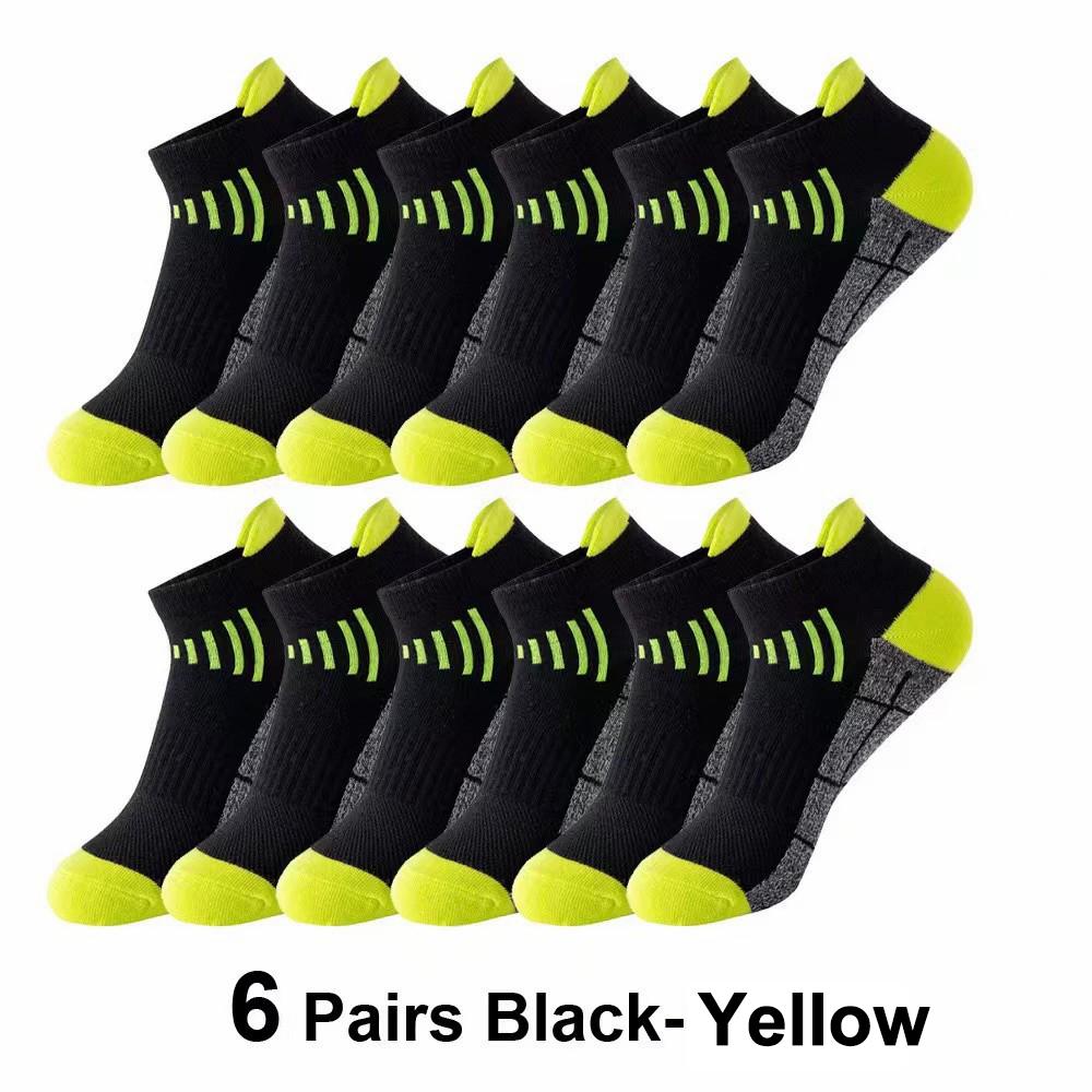 6 Paar Neutrale Gestrickte Geruchshemmende Sportsocken Modische Streifen Schweißabsorbierend Atmungsaktiv Paar Lauf-Freizeitsocken