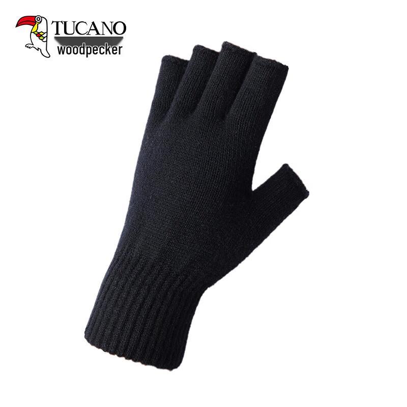 Woodpecker Winter Fingerless Wool Touchscreen Gloves