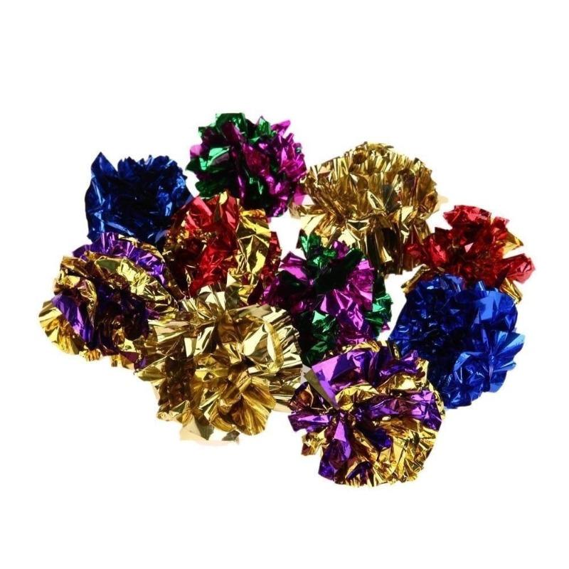 6PcsMylar Crinkle Foil Balls Cat Kitten Sound Play Toy Crackle Paper Rustle