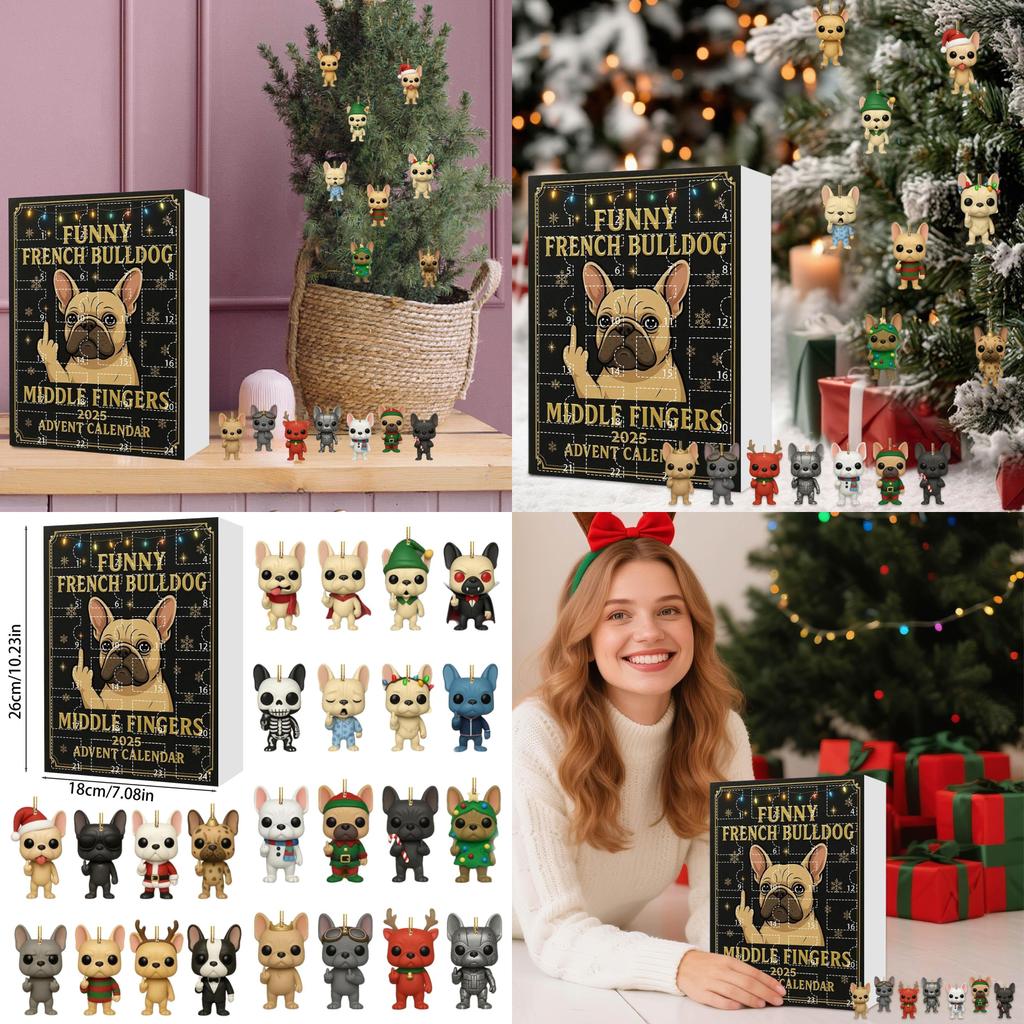 Christmas Bling Box Series Dog Hanging Decor With Playful Middle Finger Design For Celebrations