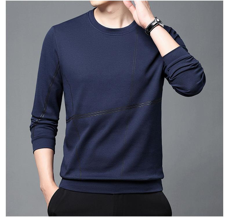 Spring and Autumn Thin Sweatshirt Slim Base Shirt Top Men's Pullover Round Neck Casual Versatile Long Sleeve T-shirt