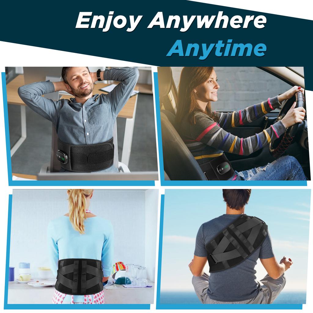 Electric Heating Elastic Massage Belt Waist Support Muscle Relax 3 Levels Vibration Lower Lumbar Decompression Back Brace