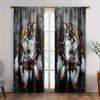 2Pc Wolf Print Curtain Set, Suitable For Bedroom And Living Room Decoration, Machine Washable Polyester, Living Room Curta