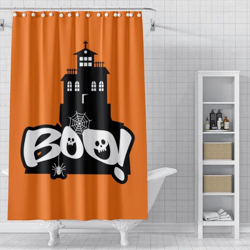 Home Shower Curtains For Bathroom Waterproof Fabric Modern Nordic Style Living Room Curtain Halloween Autumn Pumpkin Decoration