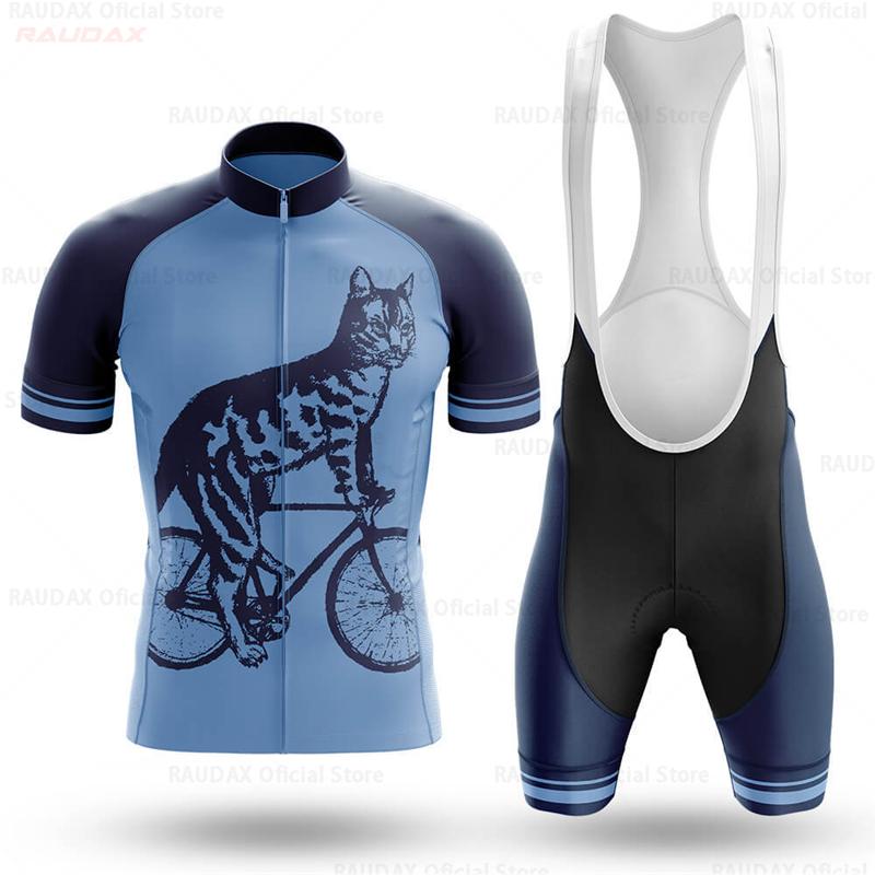 New Cat Pattern Cycling Clothing 2025 Summer Anti-UV Cycling Jersey Set Mountain Bike Sport Breathable Short Sleeve Cycling Sets