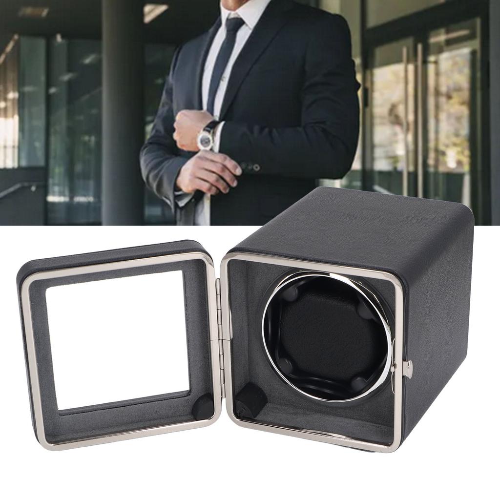 Single Watch Winder 5 Rotating Modes PU Lther Automatic Watch Winder Box with Light USB Type C Power Supply