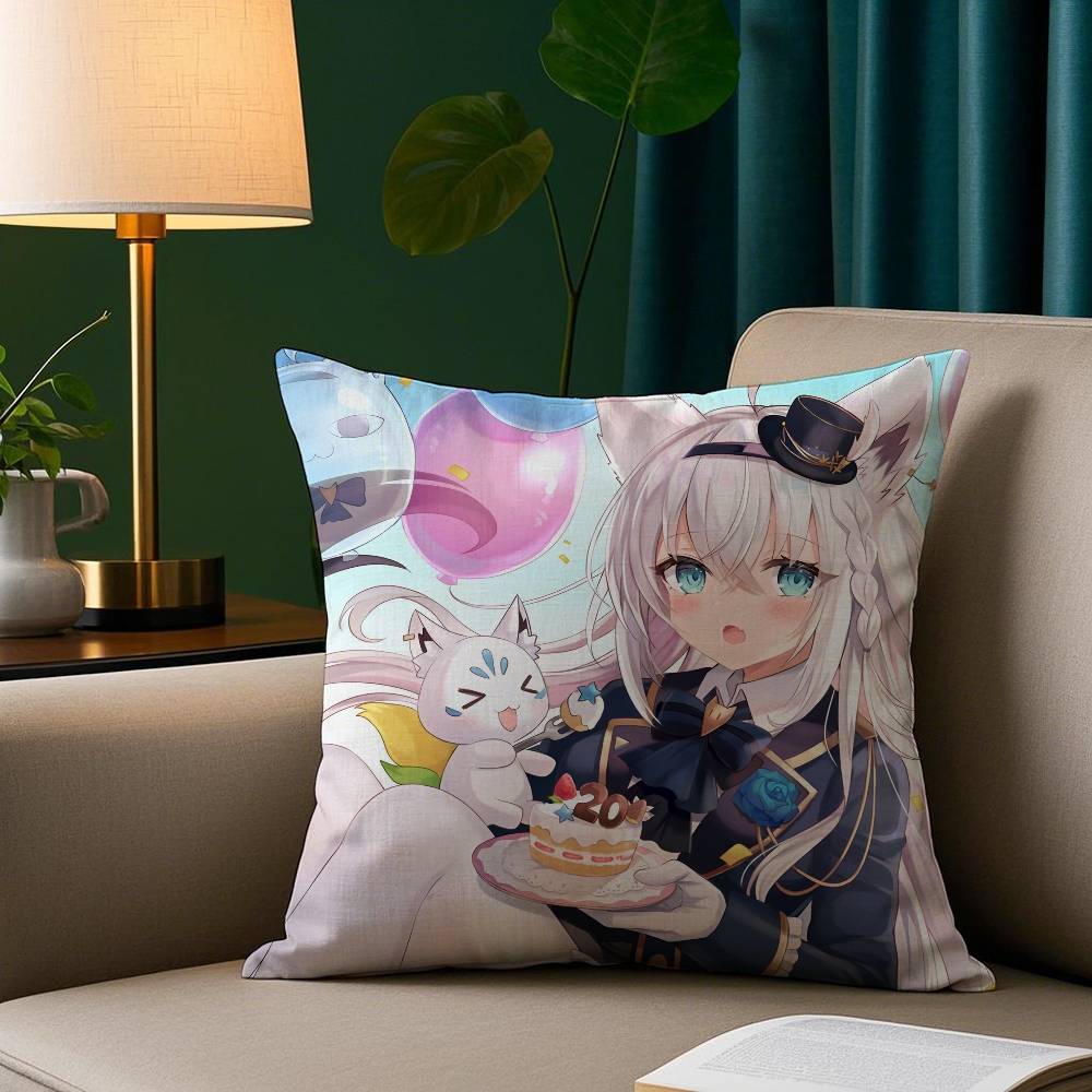 Anime Cute S-Shirakami Fubuki Pillow Case Plush Fabric Soft Pillowcase Double Sided Print Sofa Cushion Cover Throw