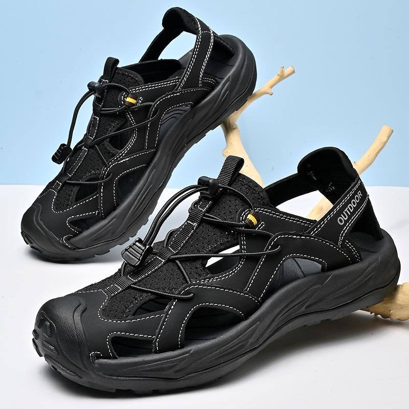 New Summer Men's Bag Head Sandals Breathable Live Broadcast Explosion Casual Large Size Beach Shoes Hollow Mesh Shoes