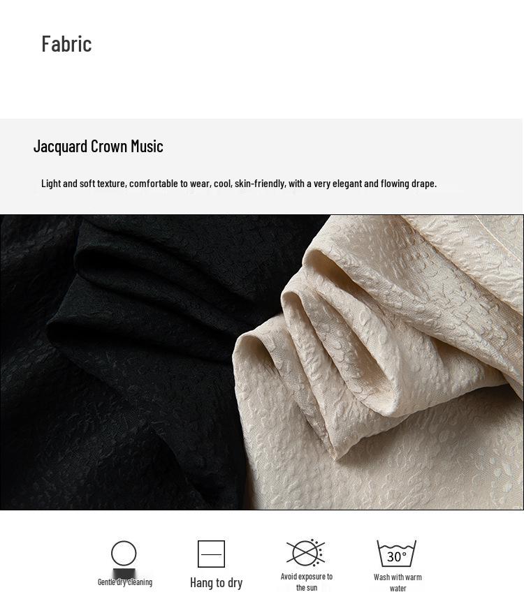 Elegant Women's Jacquard Silk Blouse - Long Sleeve Solid Mulberry Silk Top for Spring 2026