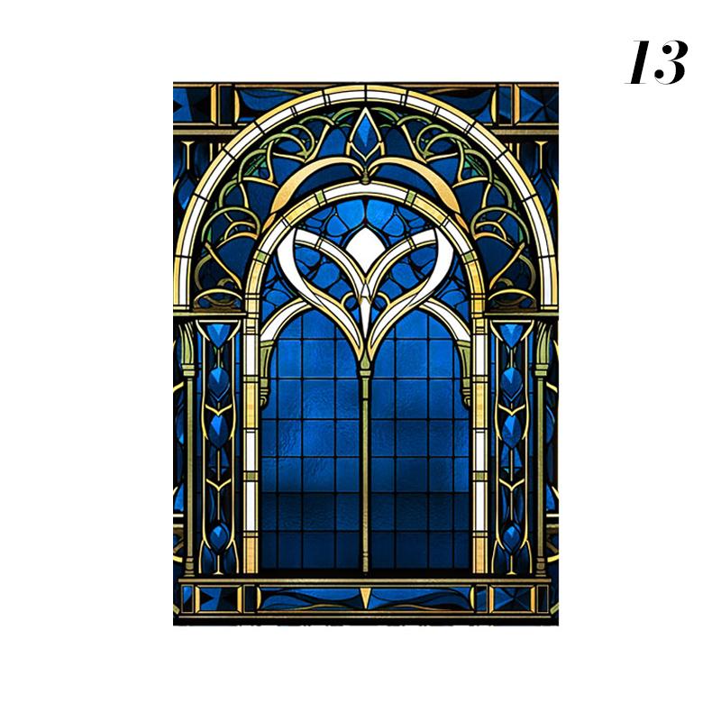 Retro Art Skleněná Fólie Evropský Styl Vitrážové Kostelní Umění Soukromí Okenní Samolepky Neprůhledné Hotelový Klub Veranda Okenní Dekorace Fólie
