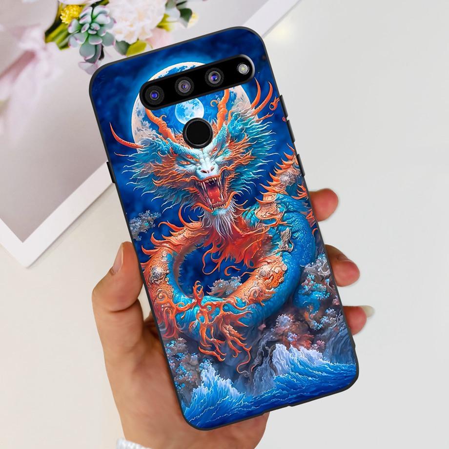 Für LG G8X ThinQ Hülle LG V50 ThinQ V50s ThinQ V50 Dual Screen Flüssigsilikon Bumper Coque Fundas Marmor Weltraummann Drache Capa
