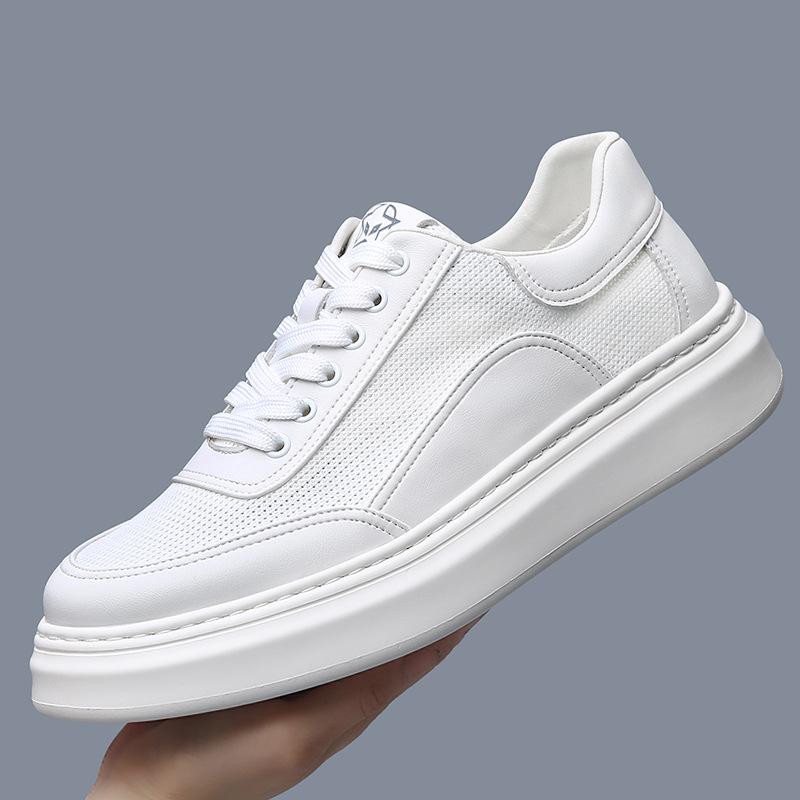 High-end men's shoes breathable thick-soled mesh sports casual shoes men's board shoes new leather white shoes