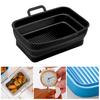 Square Silicone Air Fryer Liners Foldable Non-Stick Baking Tray with Grease Draining Grooves Heat-Resistant Dishwasher Safe Air Fryer Accessory