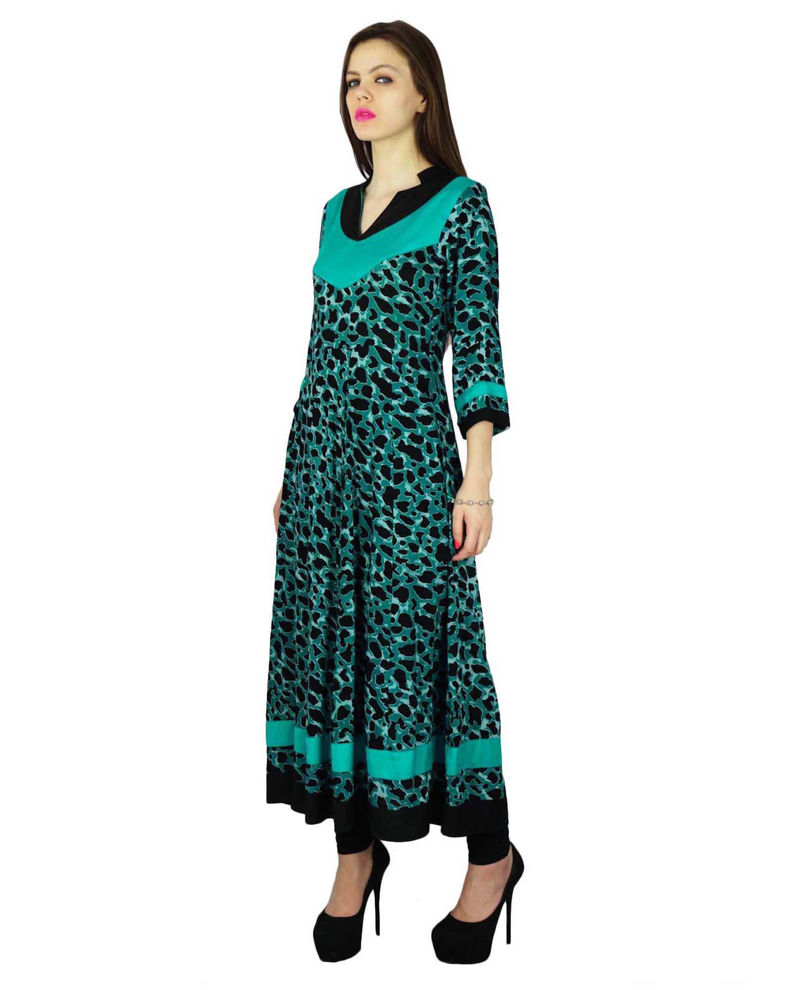 

Phagun Жіноча повсякденна верхня туніка Kurti з камуфляжним принтом від індійського дизайнера Kurta 8 чирок зелений колір