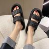 Woman Slippers Round Toe Summer Open Low Heel Indoor Sandals Outside Slides Green Height Shoes for Women 2024 New Fashion B Sale