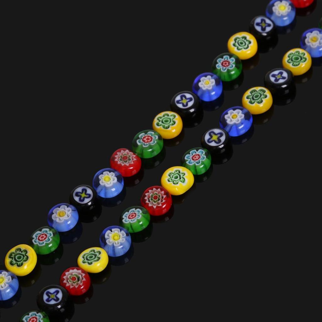 High Quality Flat Round Shape Multiple Patterns Smooth Glass Beads For Jewelry Decoration Making DIY Bracelet Necklace Earring