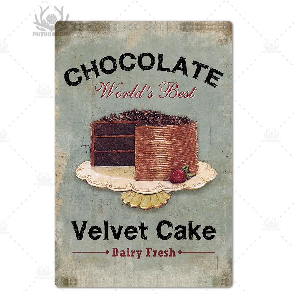 Putuo Decor  Cake Metal Poster Plaque Metal Vintage Bakery Kitchen Decor Sign  Wall Decor Metal Tin Sign