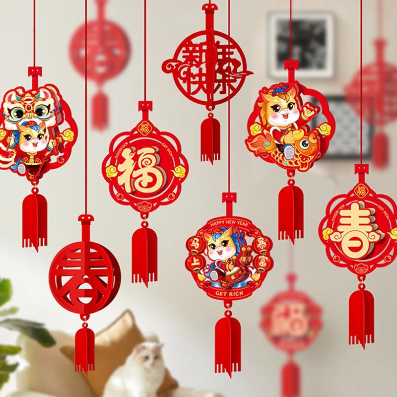 3D Chinese New Year Decoraitons 2026 Wall Hanging  Pendants  The Year of Horse Ornament   Spring Festival Home Decor