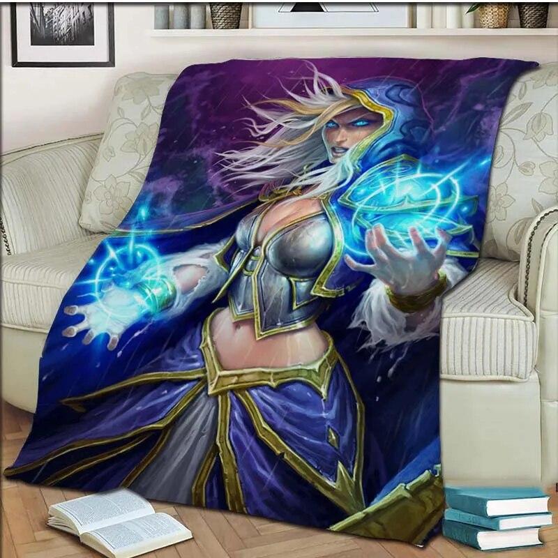 Game Hearthstone 3D tištěná umělecká fleecová přikrývka do postele Turistika Piknik Hrubá přikrývka přes postel Fleecová přikrývka