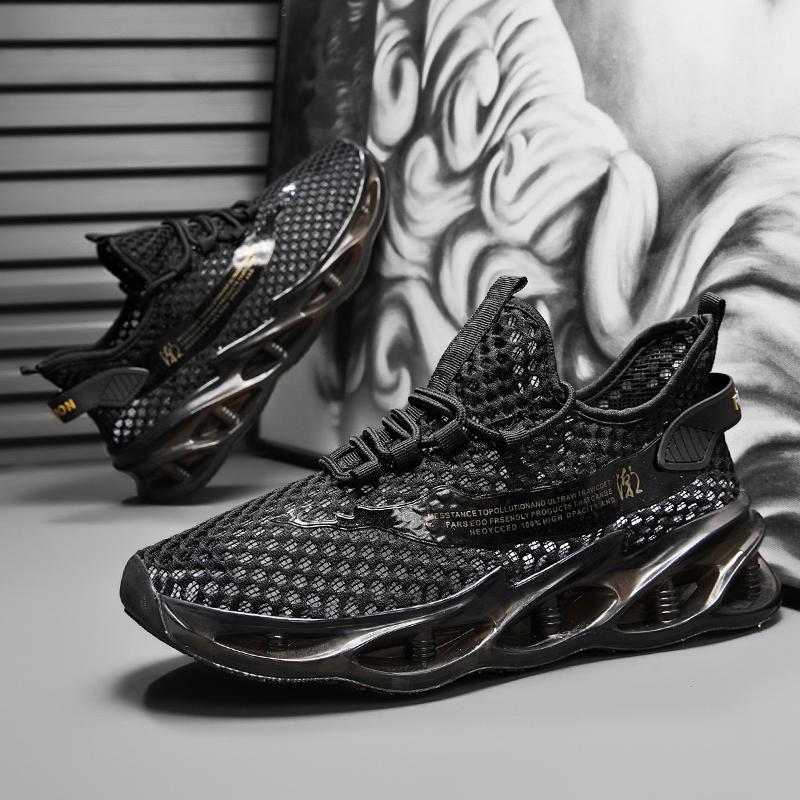 

Men s shoes summer breathable thin mesh fly-woven mesh shoes men s mesh casual sports lightweight non-slip work trendy shoes 44 чорний