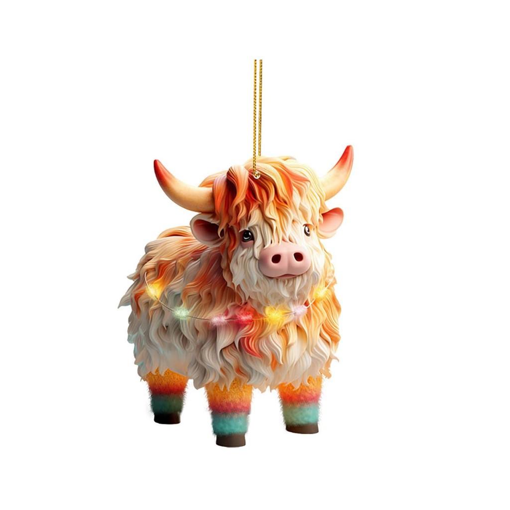 2023 Colorful Cute Acrylic Cow Car Accessory Adorable Cartoon Style For Decor Vehicle
