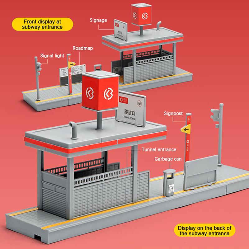 1:64 Scale Metro Station Diorama Model Architecture Scene Kits Diy Unassembly For Diorama Sand Table Layout Decor