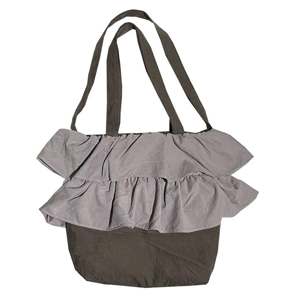 

Large Capacity Shoulder Crossbody Bag Lotus Leaf Edge Tutorial Bags for Shopping Phone Change Key сірий