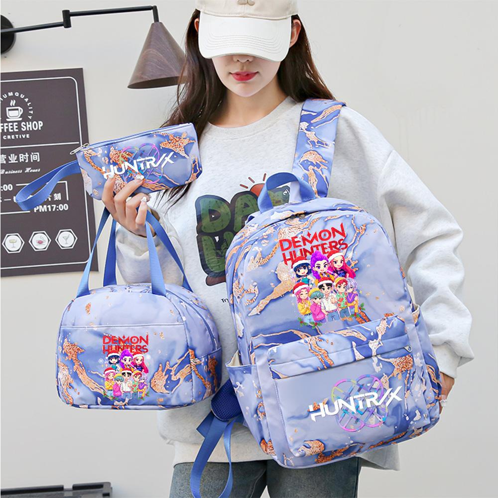 3Pcs/set Christmas K-pop Printed Backpack Handbag Pencil Case for Teenager Student Girl Boy Bookbag Schoolbag Women Large Capacity Travel Bag Kid Gift