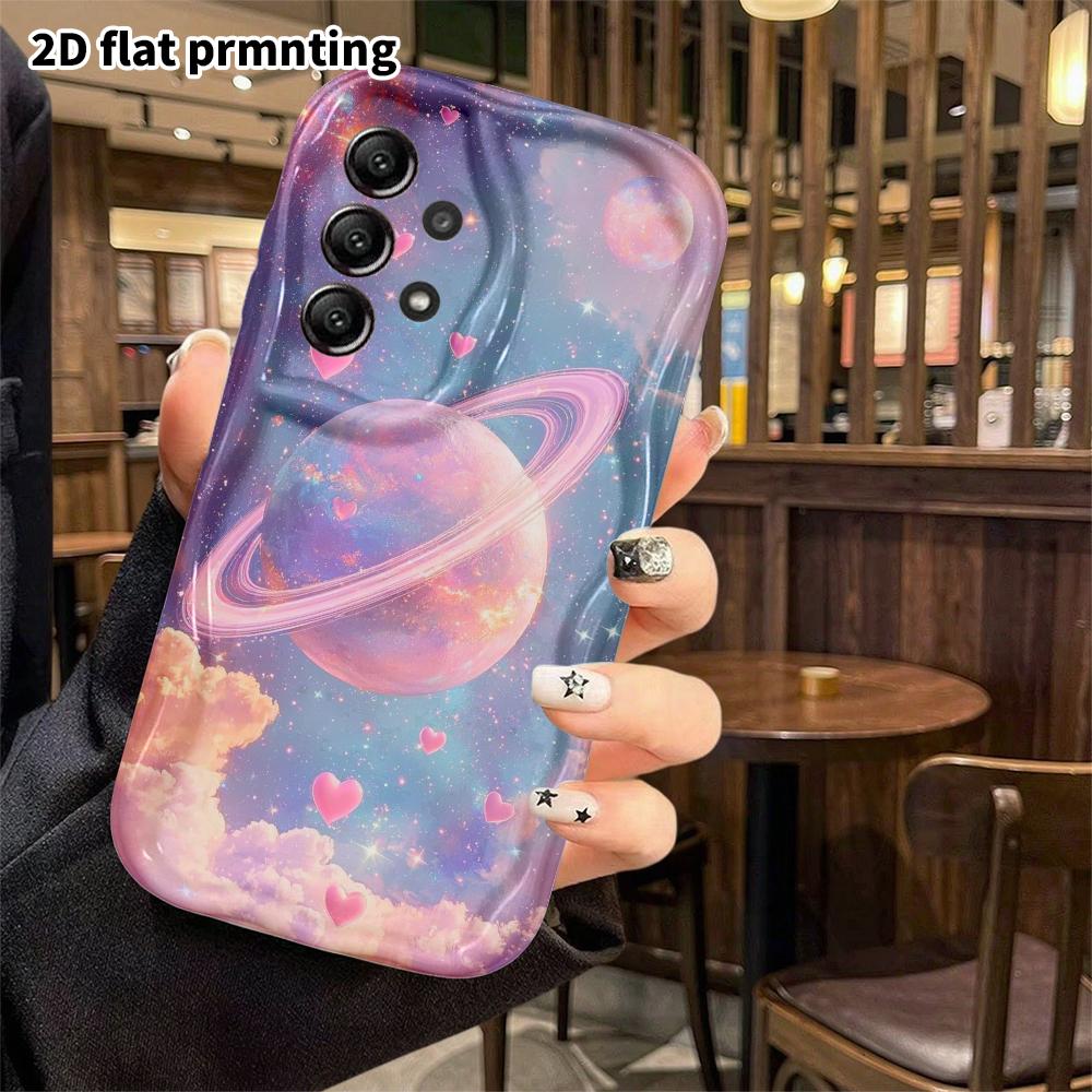 Phone Case: 2D Samsung Galaxy A34 A35 M05 M06 S20 S22 S21 FE Plus 5G Case, Pink and Purple Heart Planet, Christmas and Halloween Gift