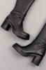 Damen-Stiefel, moderne, stilvolle Mode, Stiefel aus echtem Leder, mittelhoher Absatz, Ell-Schwarz