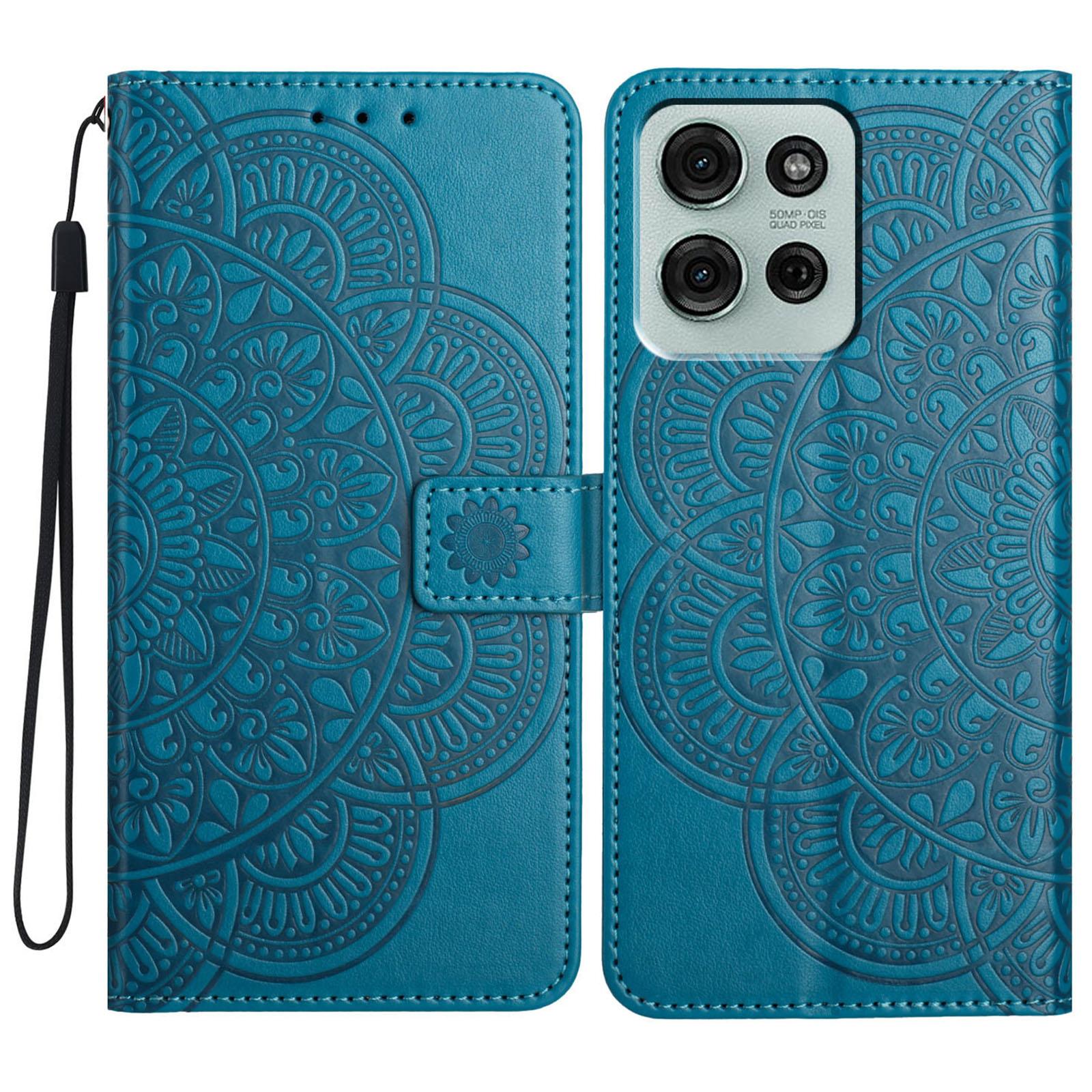 

For Motorola Moto G56 5G Leather Case with Card Slots Mandala Pattern Phone Cover Stand C
