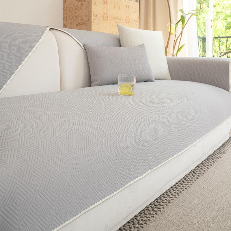 Summer Cool Doudou Ice Silk Special-shaped Sofa Cushion Mat Cushion Fixed Non-slip New Straight Row Sofa Cover