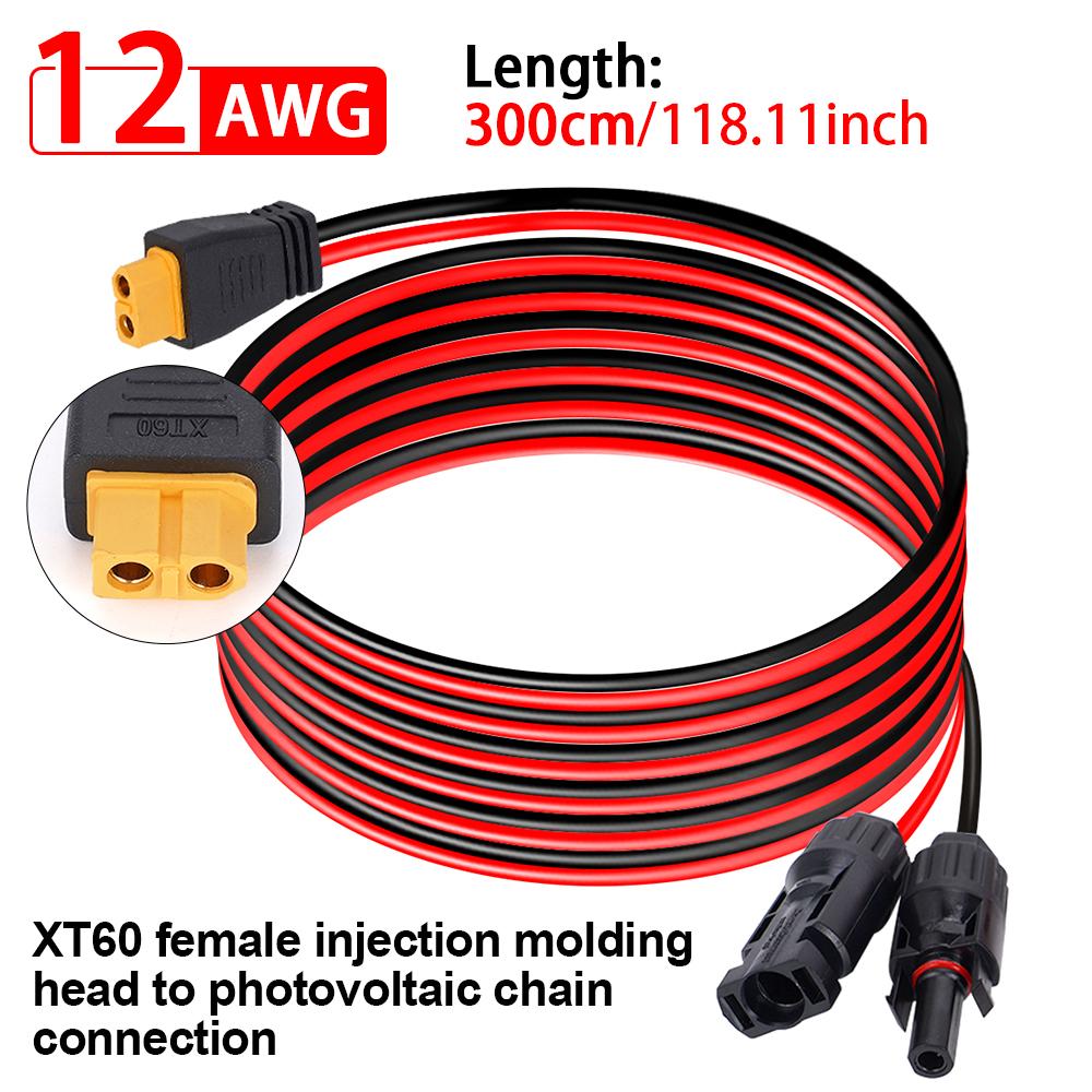 

Bateria Power Solar to XT60 Charge Extension Cable 12AWG 3M 10Ft Solar Connector to XT60 Adapter Cable for Solar Panel to Power