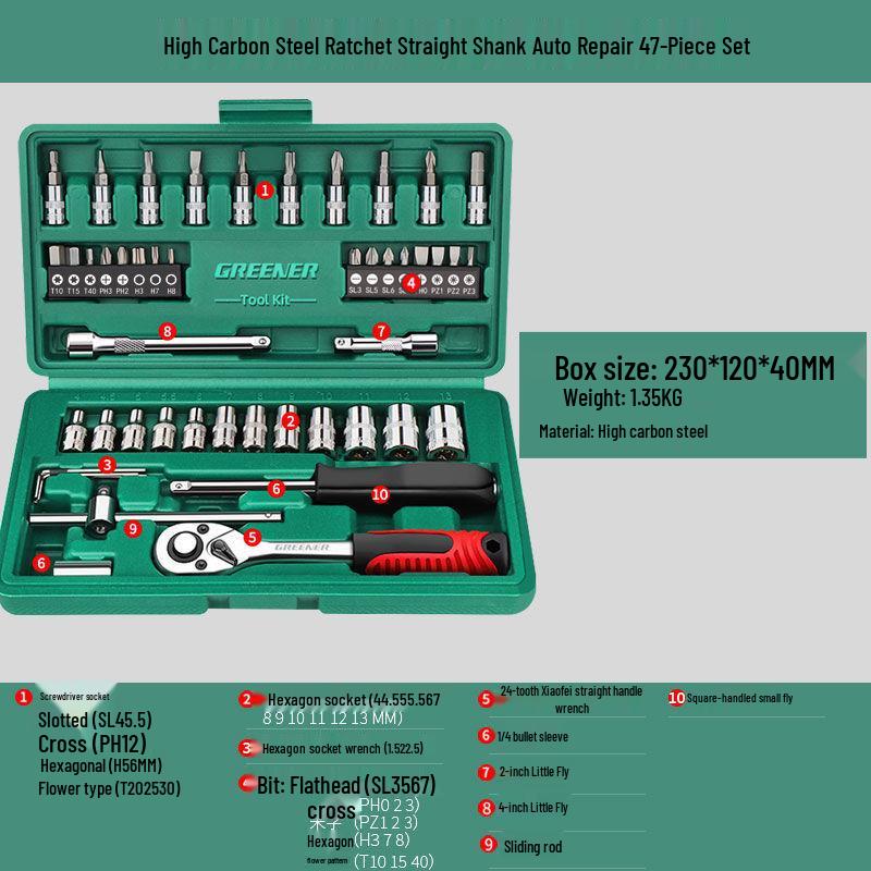 Multifunctional Automotive Ratchet Socket Wrench Tool Set