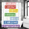 Inspirational Quotes Shower Curtain, Bathroom Decorative Shower Curtain, Waterproof Shower Curtain with Hooks